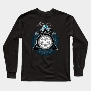 Nordic Charm: Exclusive Design of Triquetra and Vegvisir on Essential Products Long Sleeve T-Shirt